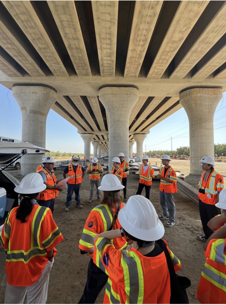 students at a viaduct